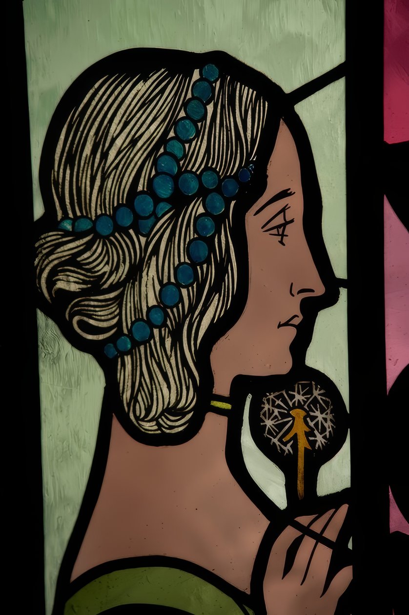 Glas-in-lood (Allegorie van poëzie) door Alexandre de Riquer