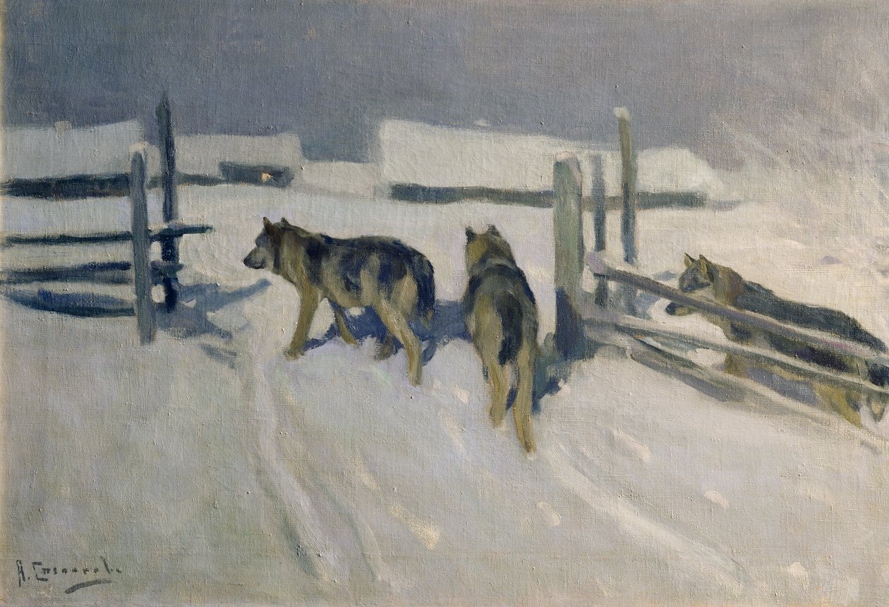 Wolven, winternacht, c.1910 door Alexei Steipanovitch Stepanov
