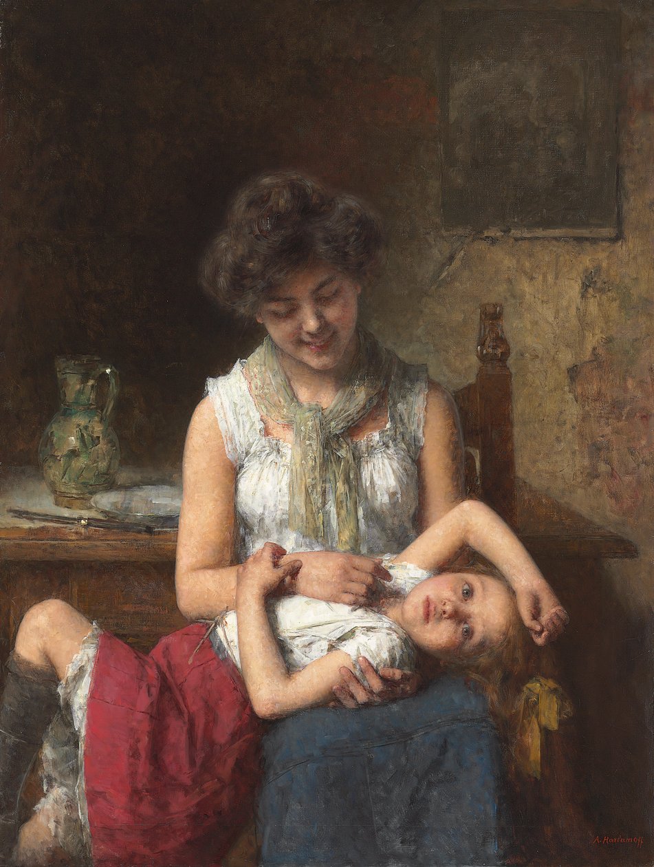 Stemmig meisje door Alexei Alexevich Harlamoff