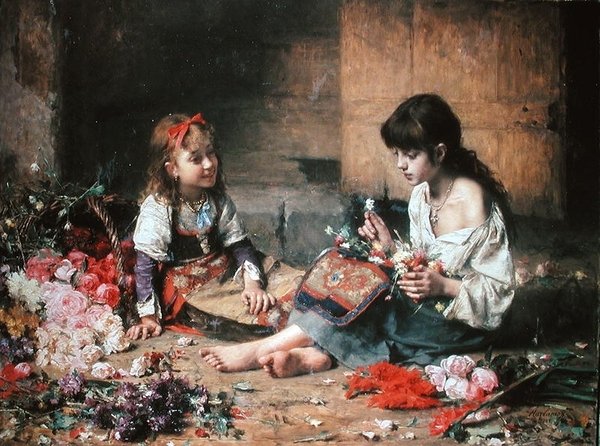 De Jonge Bloemenmeisjes door Alexei Alexevich Harlamoff