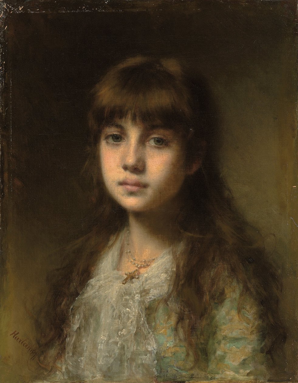 Het jonge model door Alexei Alexevich Harlamoff