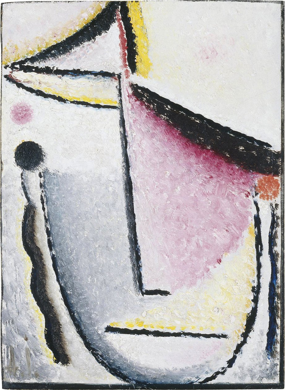 Abstract Hoofd: Peinzend, 1929-1930 door Alexej von Jawlensky