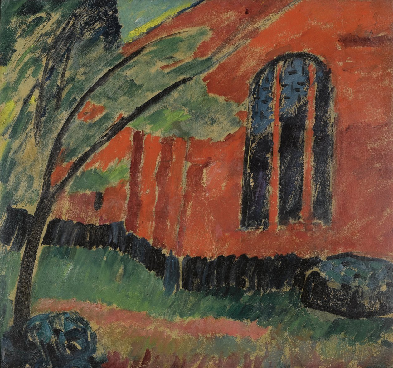 Kerk in Prerow, ca. 1911 door Alexej von Jawlensky