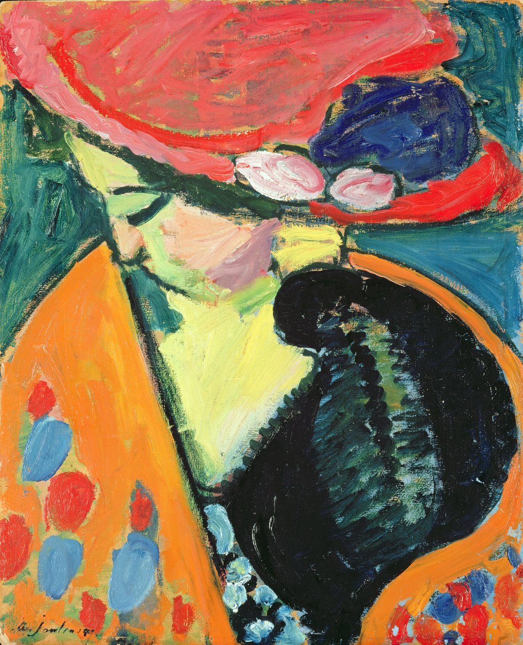 Gebogen hoofd, 1909 door Alexej von Jawlensky