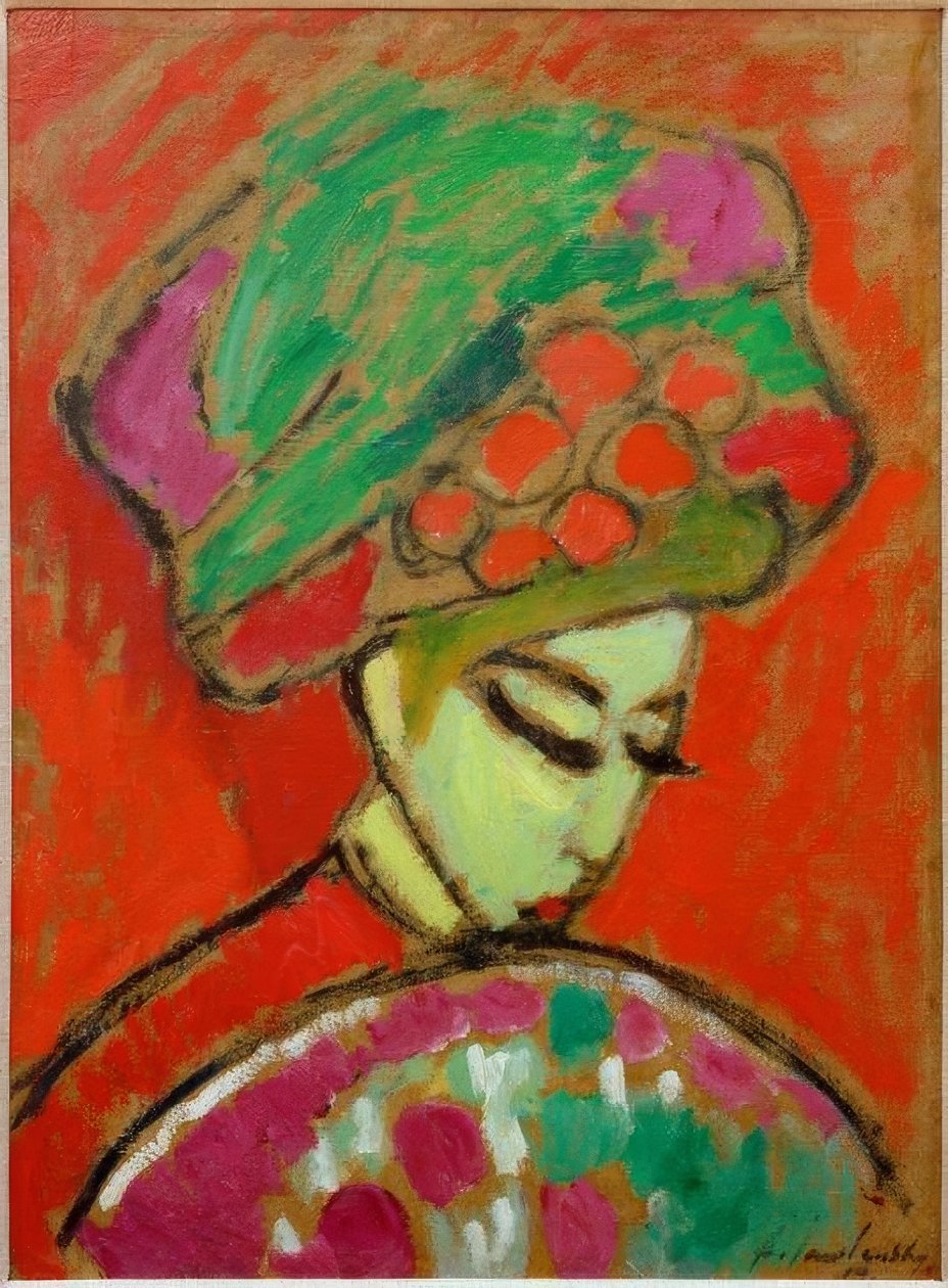 Meisje met bloemenhoed door Alexej von Jawlensky