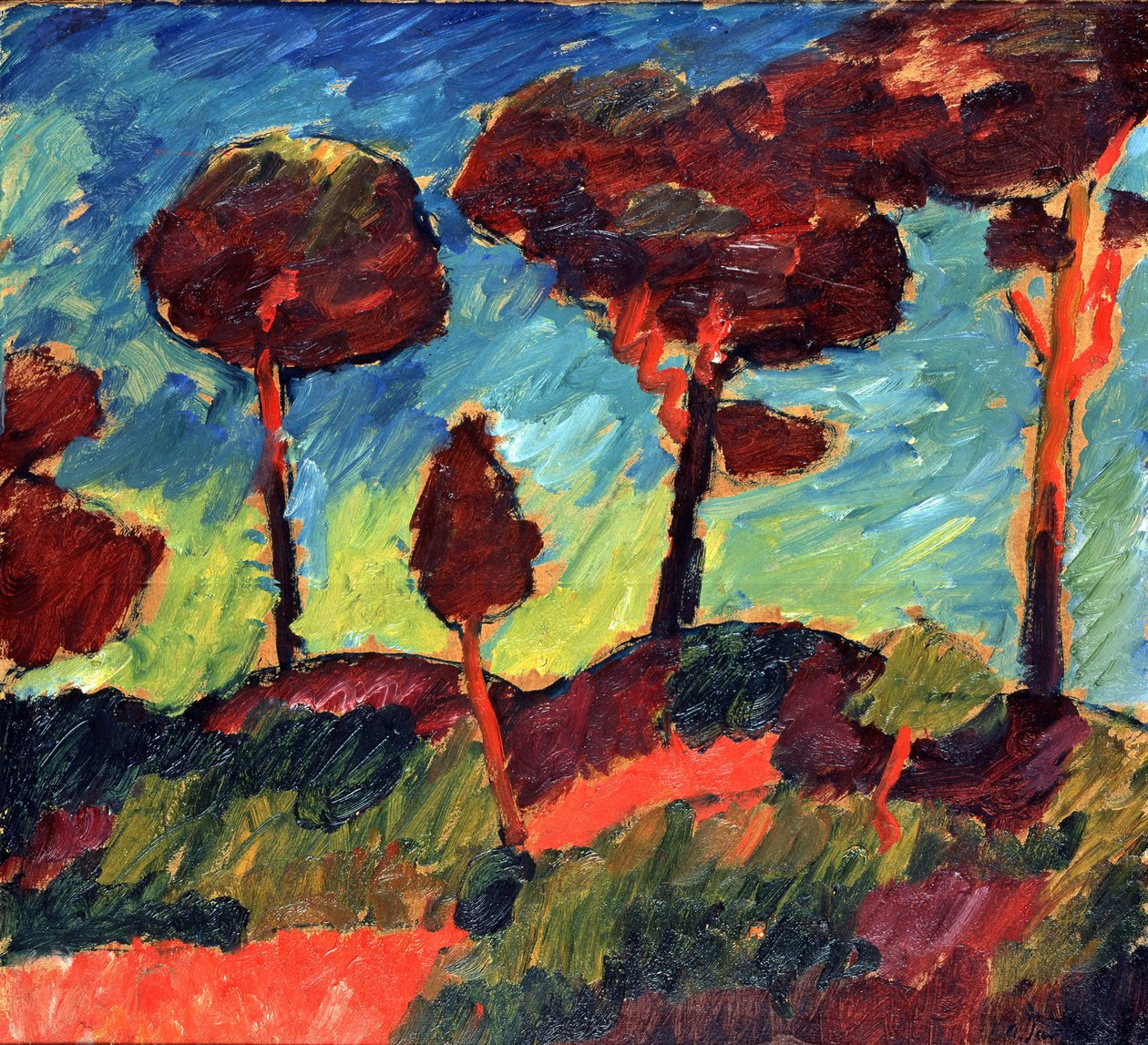 Pijnbomen in Prerow door Alexej von Jawlensky