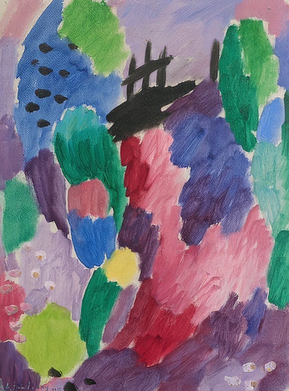 Rode weg, St. Prex. 1915 door Alexej von Jawlensky