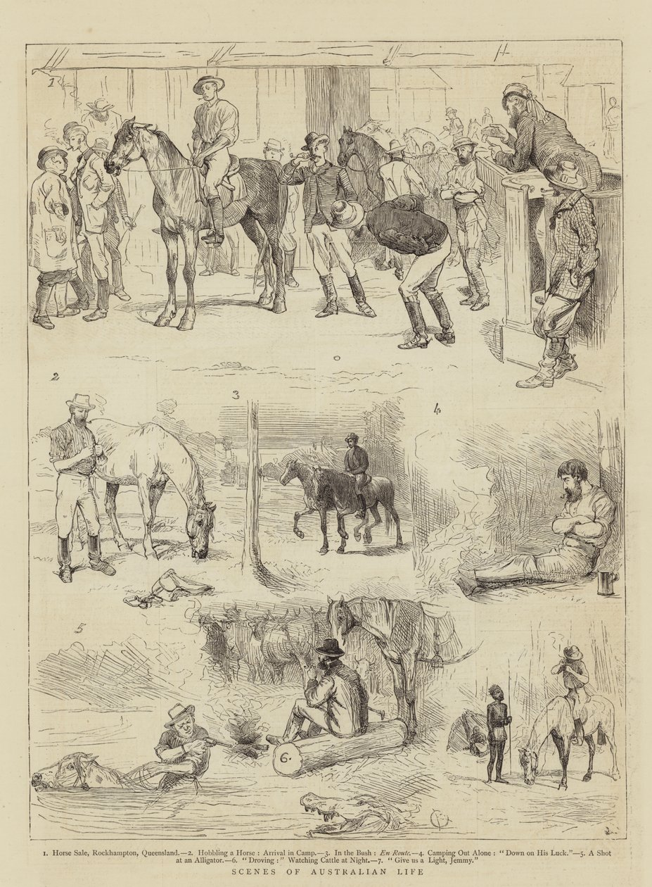 Scènes uit het Australische leven door Alfred Chantrey Corbould