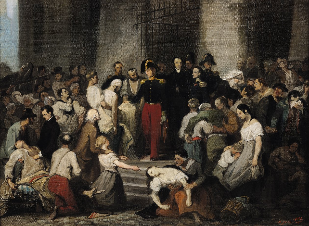 De Hertog van Orleans bezoekt de zieken in l