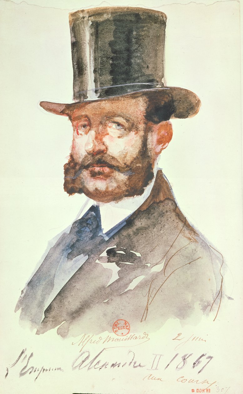 Keizer Alexander II (1818-81) bij de Races, 2 juni 1867 door Alfred Mouillard