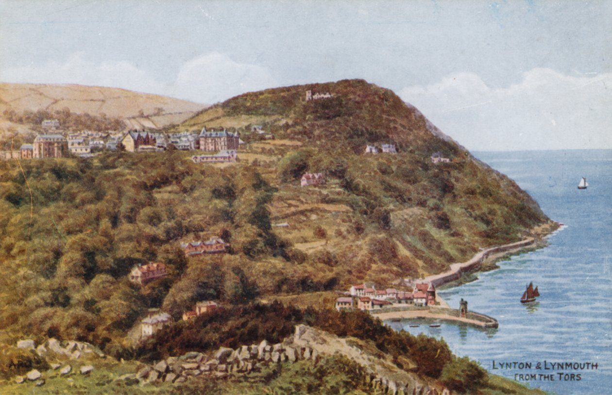 Lynton en Lynmouth vanaf de Tors door Alfred Robert Quinton