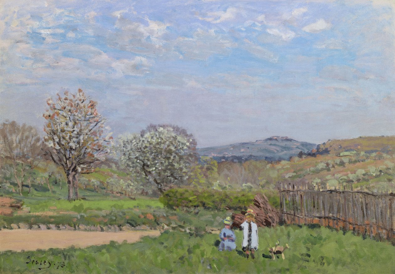 Kinderen spelen in de Weide door Alfred Sisley