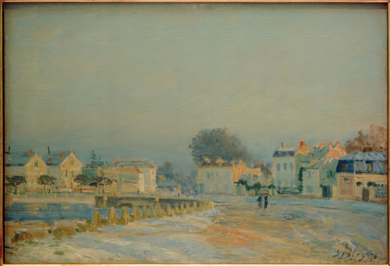 Drinkplaats van Marly - Witte vorst door Alfred Sisley