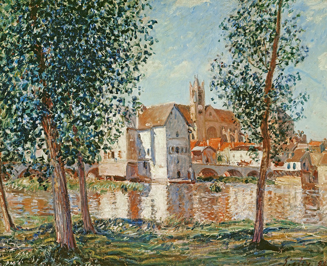 De Loing bij Moret, septemberochtend door Alfred Sisley