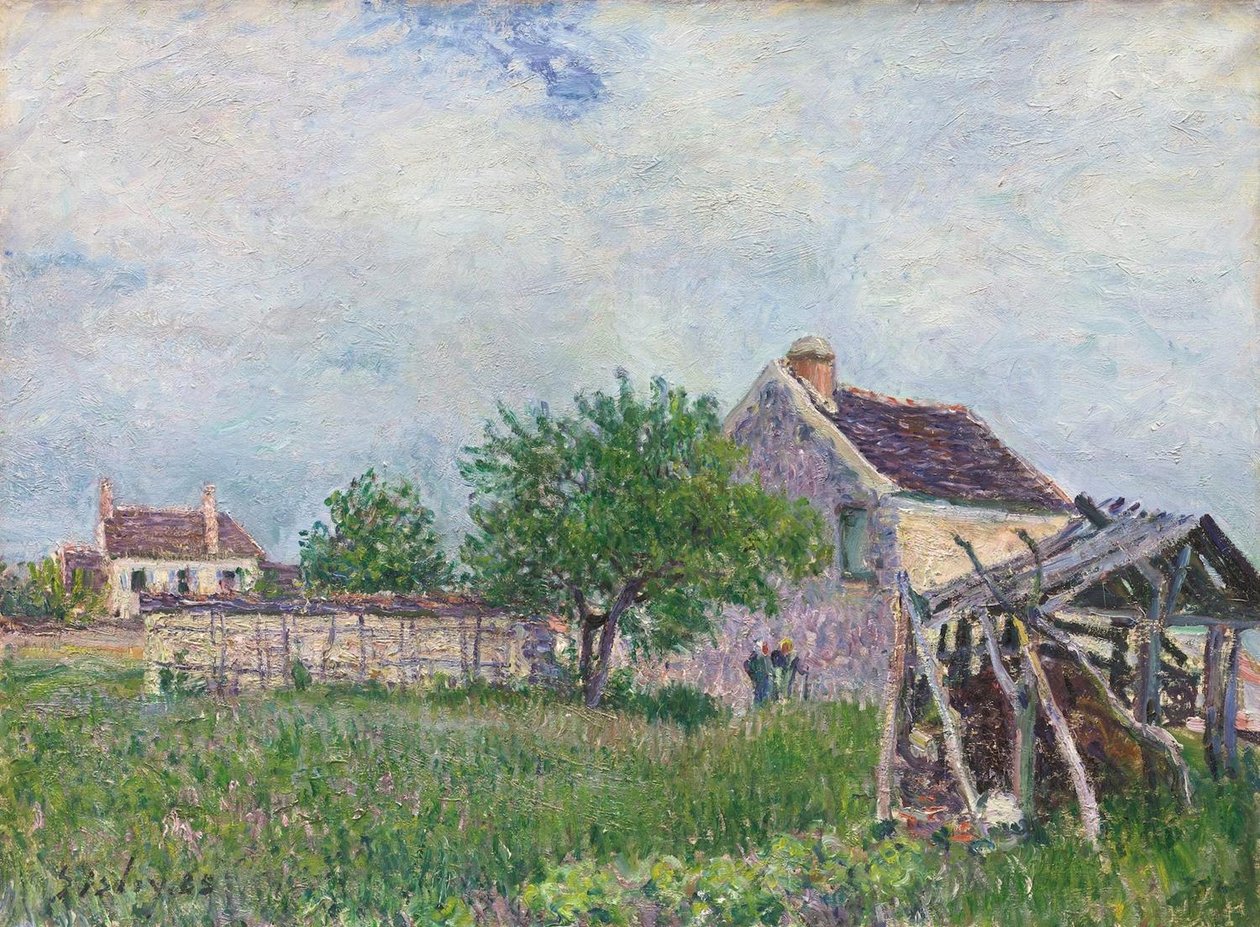 Oude hut in Sablons door Alfred Sisley