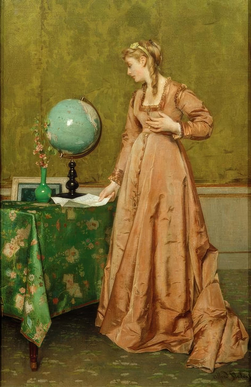 De globe of nieuws uit de verte door Alfred Emile Stevens