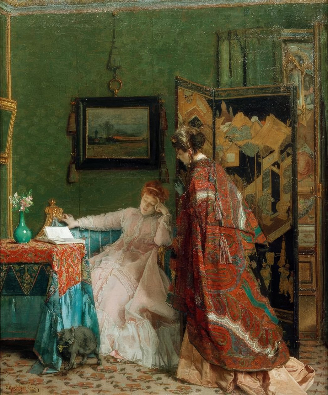A. Stevens, Nonchalance of Het bezoek door Alfred Emile Stevens