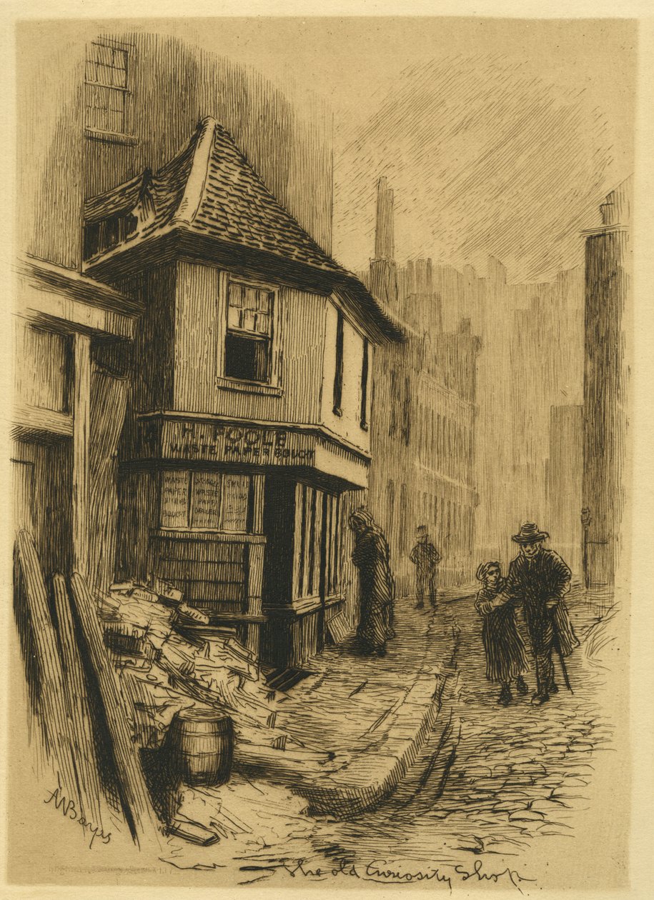 The Old Curiosity Shop, uit Engelse etsen, vol. V, pl. 5, 1885 door Alfred Walter Bayes