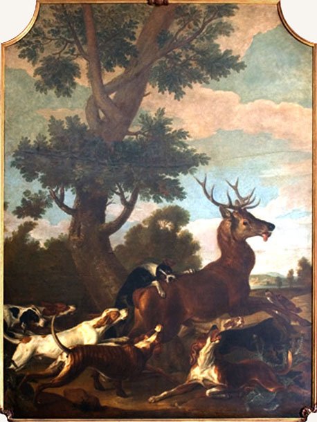 Hertenjacht door Alfred Dedreux