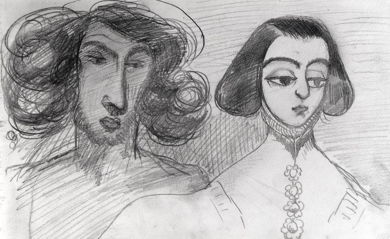 Zelfportret met George Sand (1804-76) door Alfred de Musset
