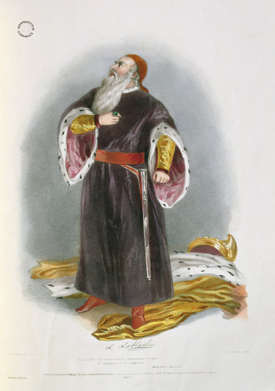 Luigi Lablache (1794-1858) als Faliero in Marino Faliero, uit 