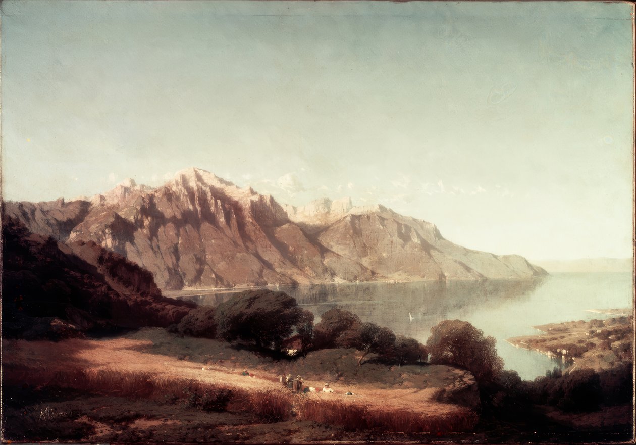 Uitzicht op het meer van Genève door Alfred Chavannes