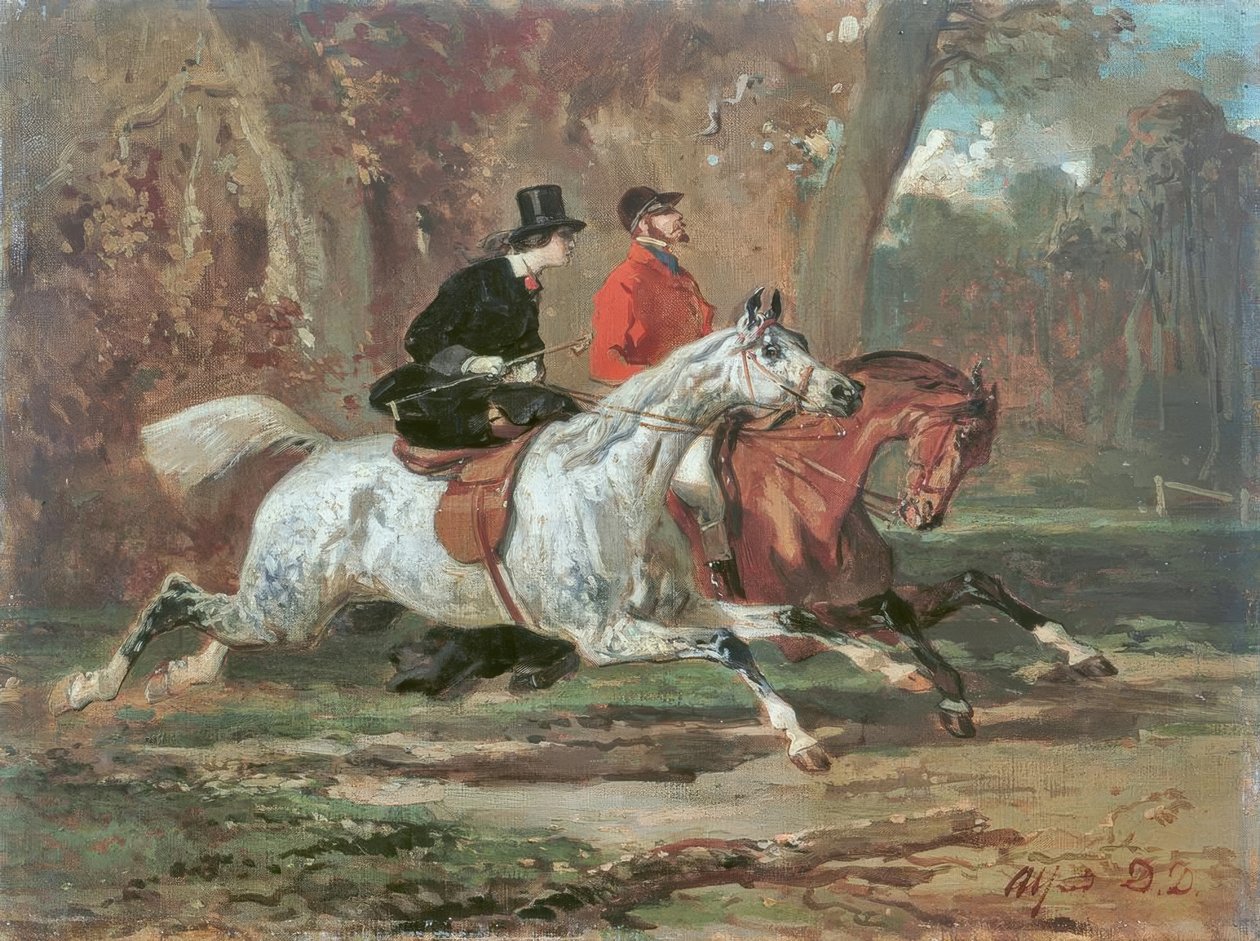 Ruiter en amazone door Alfred Dedreux