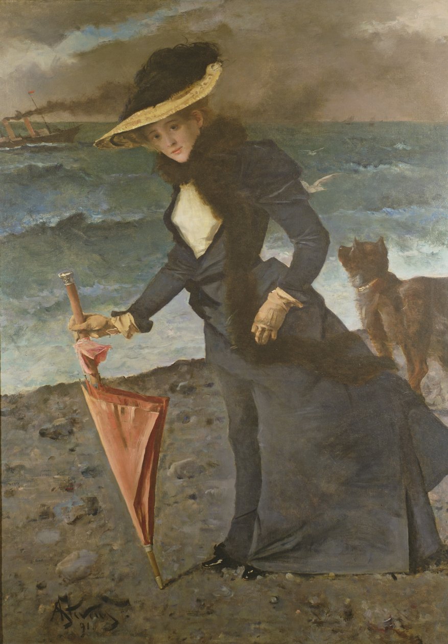 Aan de kust, 1891 door Alfred Emile Stevens