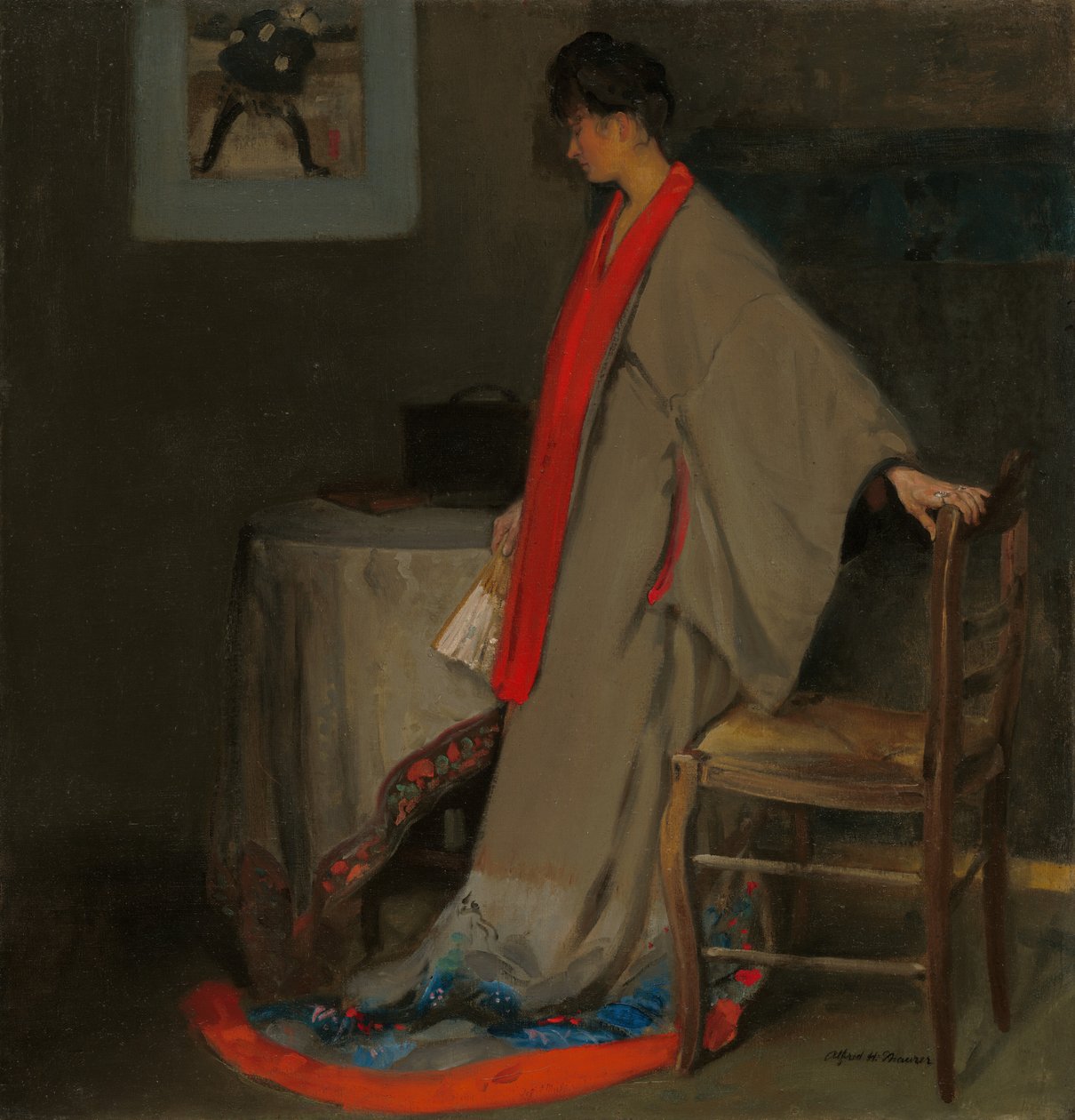 Jonge vrouw in kimono door Alfred H. Maurer