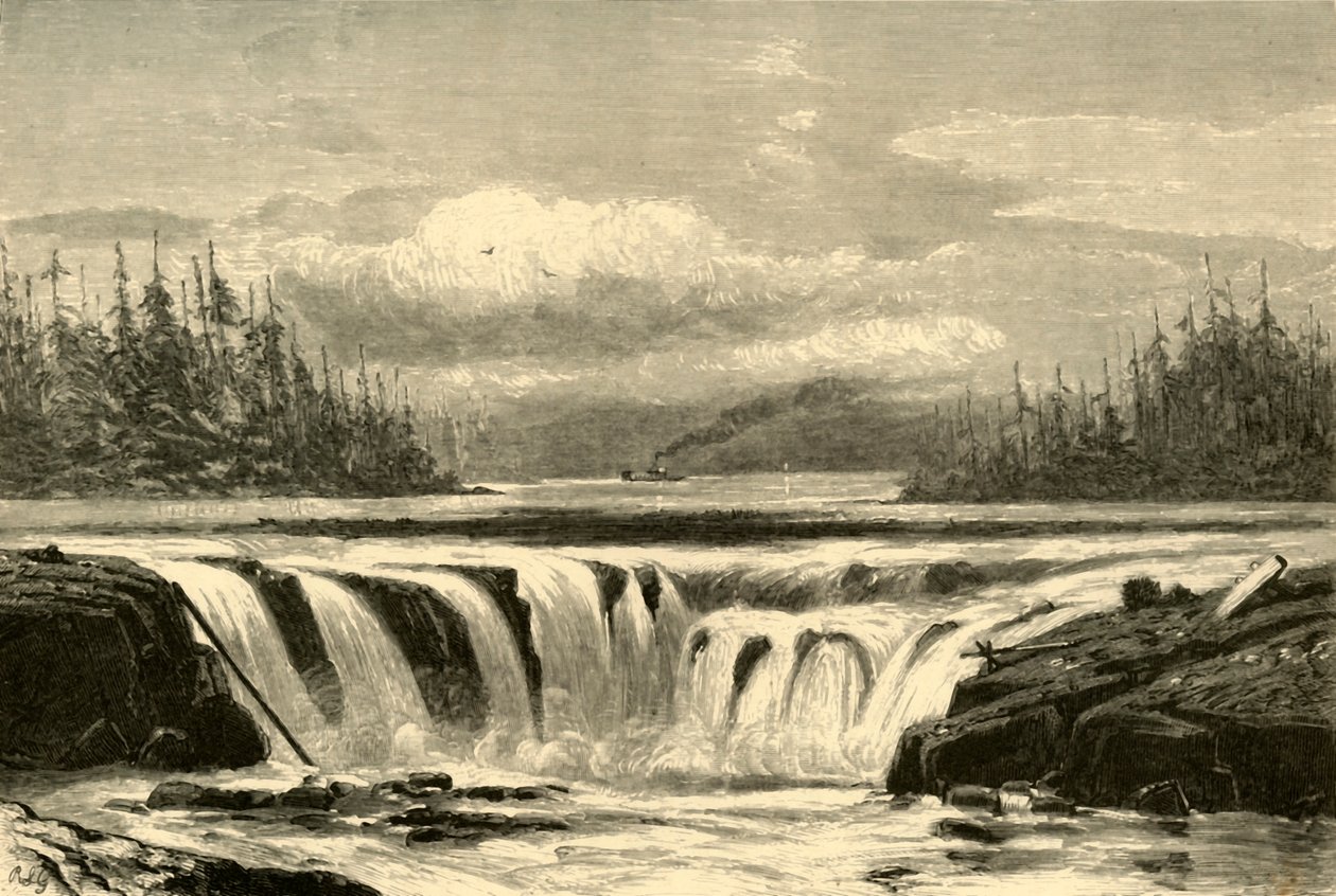 Watervallen van de Willamette, 1872 door Alfred Harral