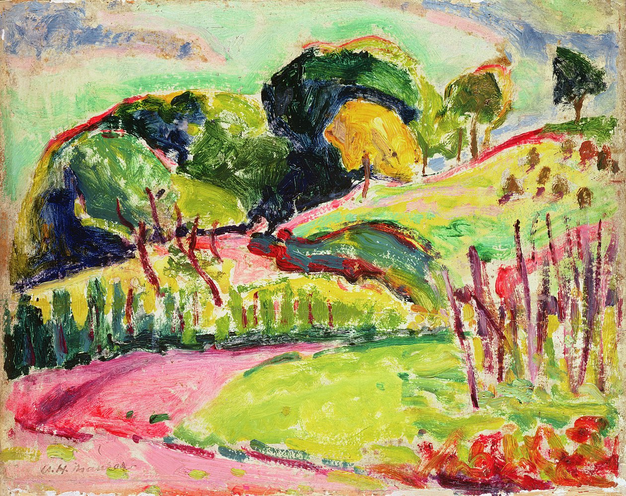 Landschap met heuvels door Alfred Henry Maurer