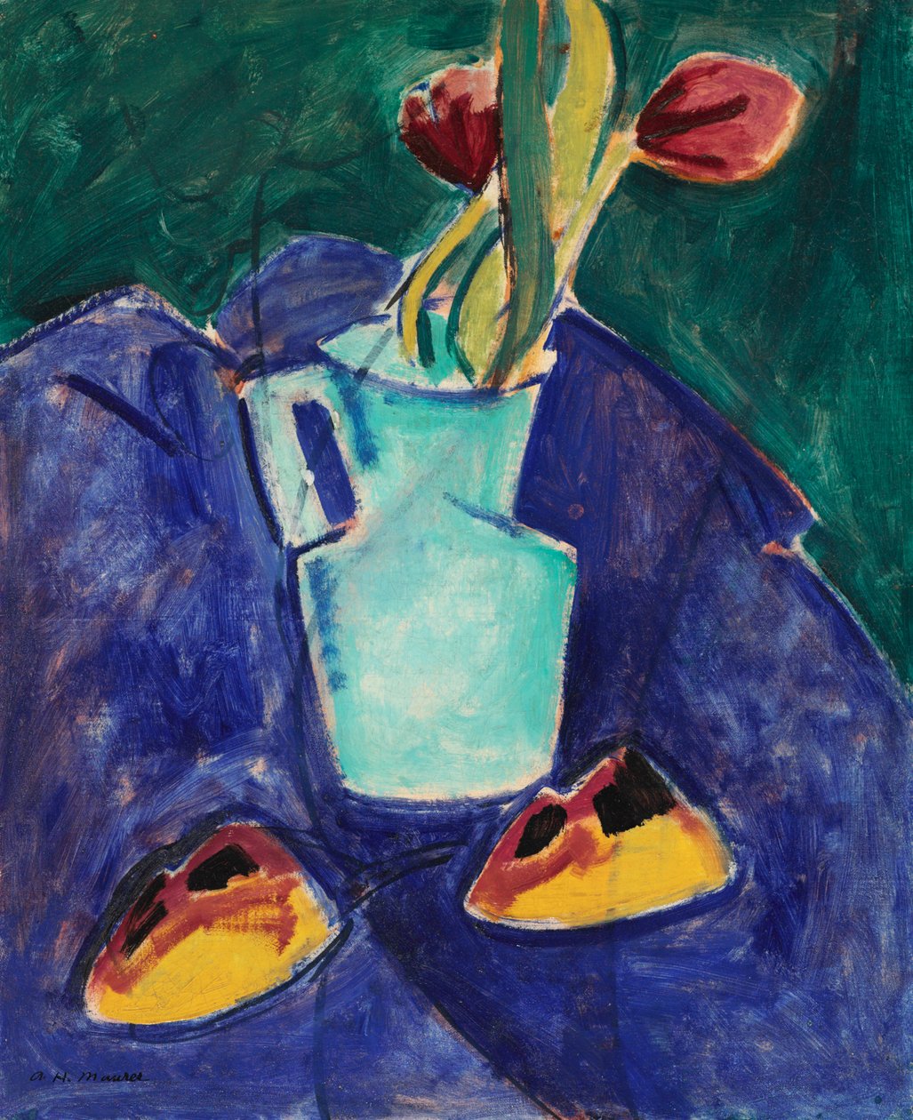 Tulpen in een Groene Vaas door Alfred Henry Maurer