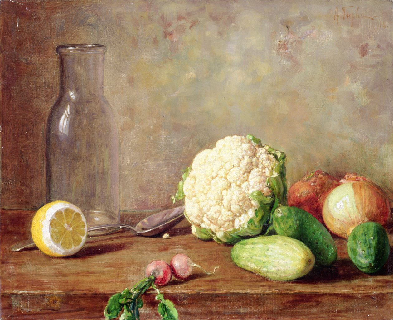 Stilleven met Bloemkool, 1916 door Alfred Hirv