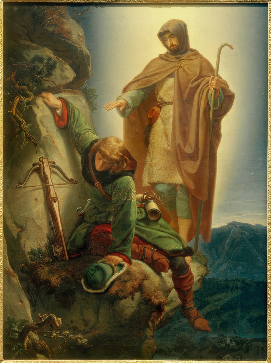 Beschermengel redt Maximilian in de Martinswand door Alfred Rethel