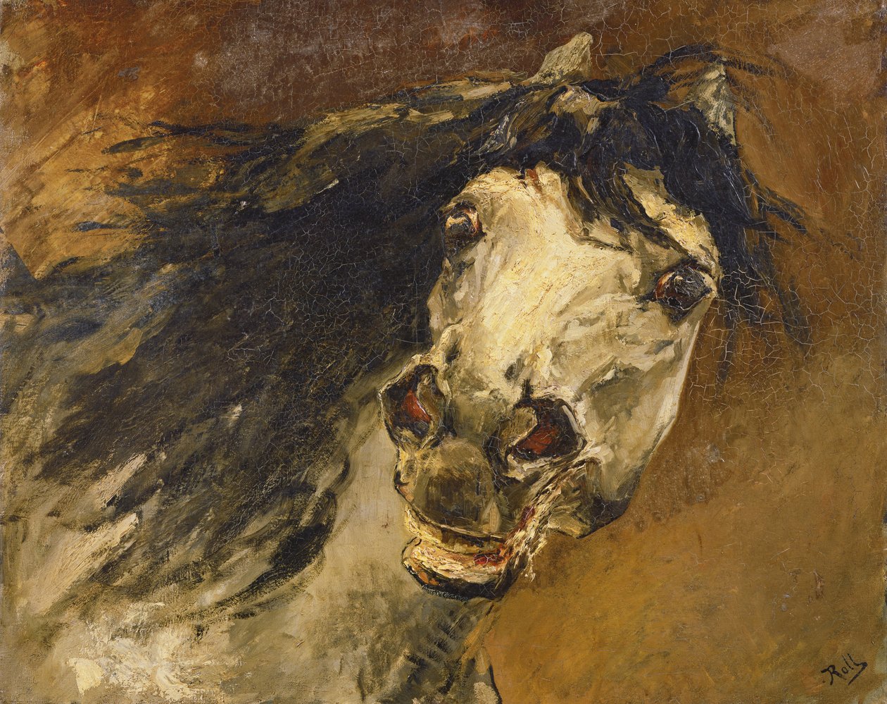 Hoofd van een paard door Alfred Roll