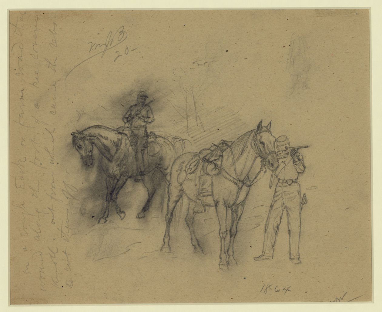 Twee cavaleristen door Alfred Rudolph Waud