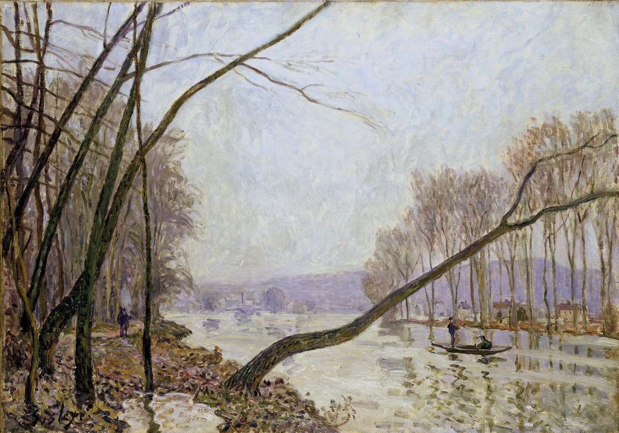 Oever van de Seine in de herfst door Alfred Sisley