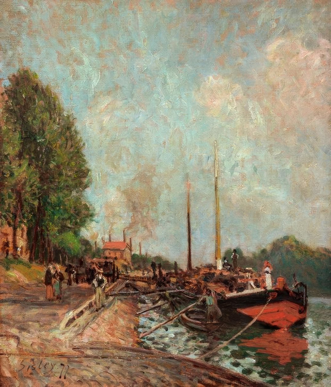 Boot in Billancourt door Alfred Sisley