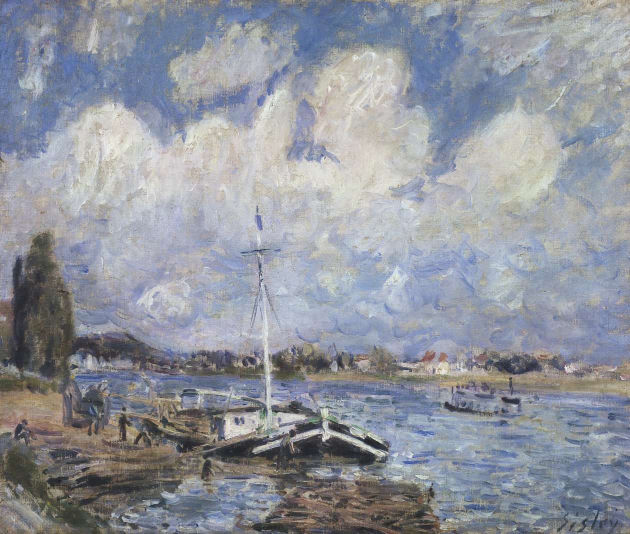 Boten op de Seine door Alfred Sisley