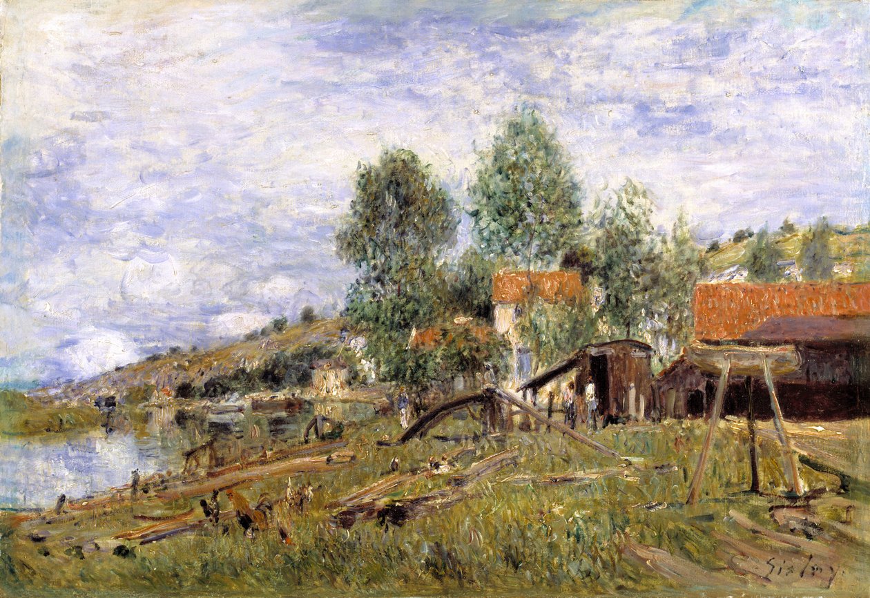 Scheepswerf in Saint-Mammes door Alfred Sisley