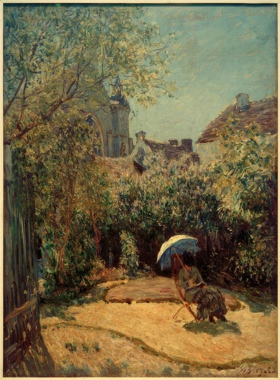 Vrouw met parasol - Zomerscène door Alfred Sisley