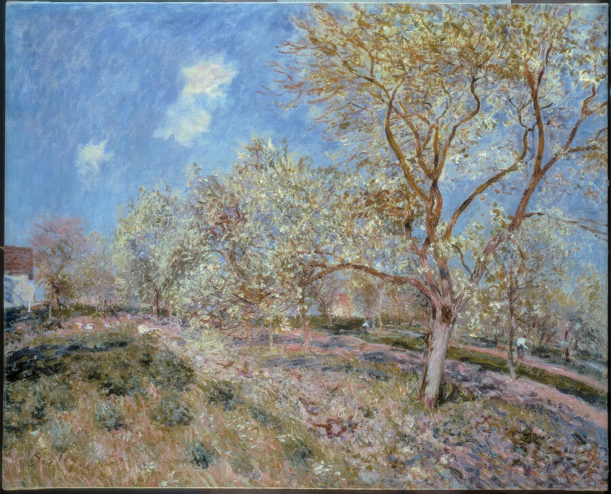 Lente in Veneux door Alfred Sisley