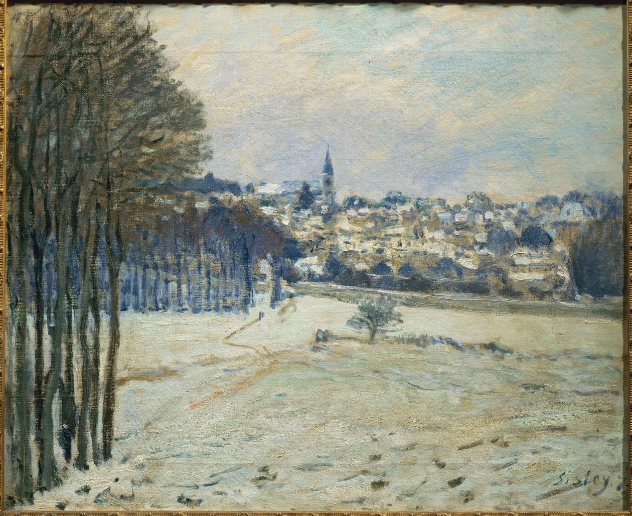 La neige a Marly-le-Roi ... (schilderij op doek) door Alfred Sisley