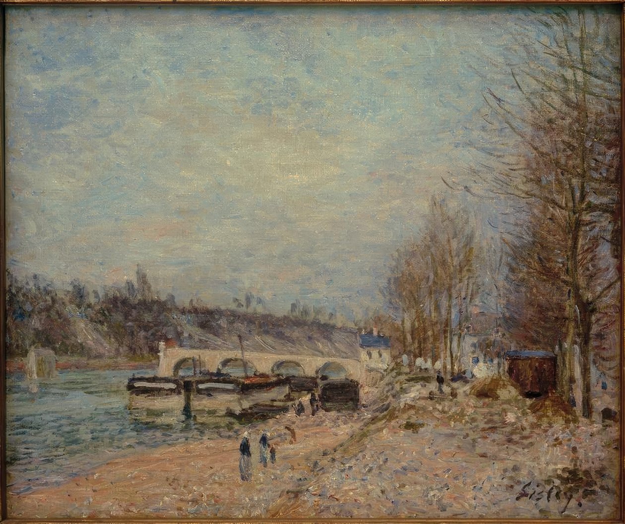 Saint-Mammès - Grijs weer door Alfred Sisley