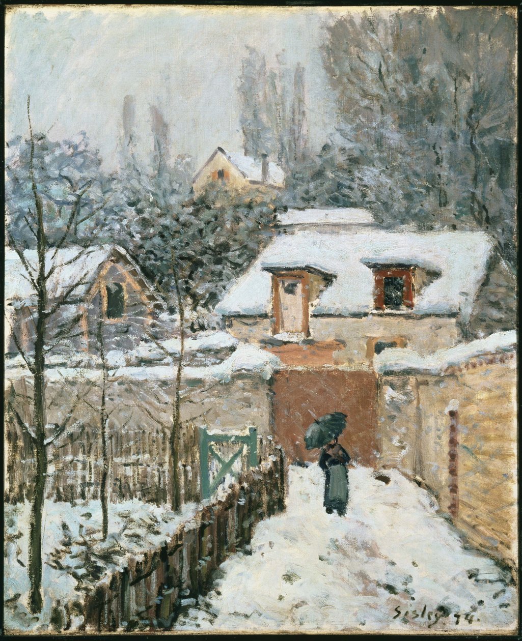 Sneeuw in Louveciennes door Alfred Sisley