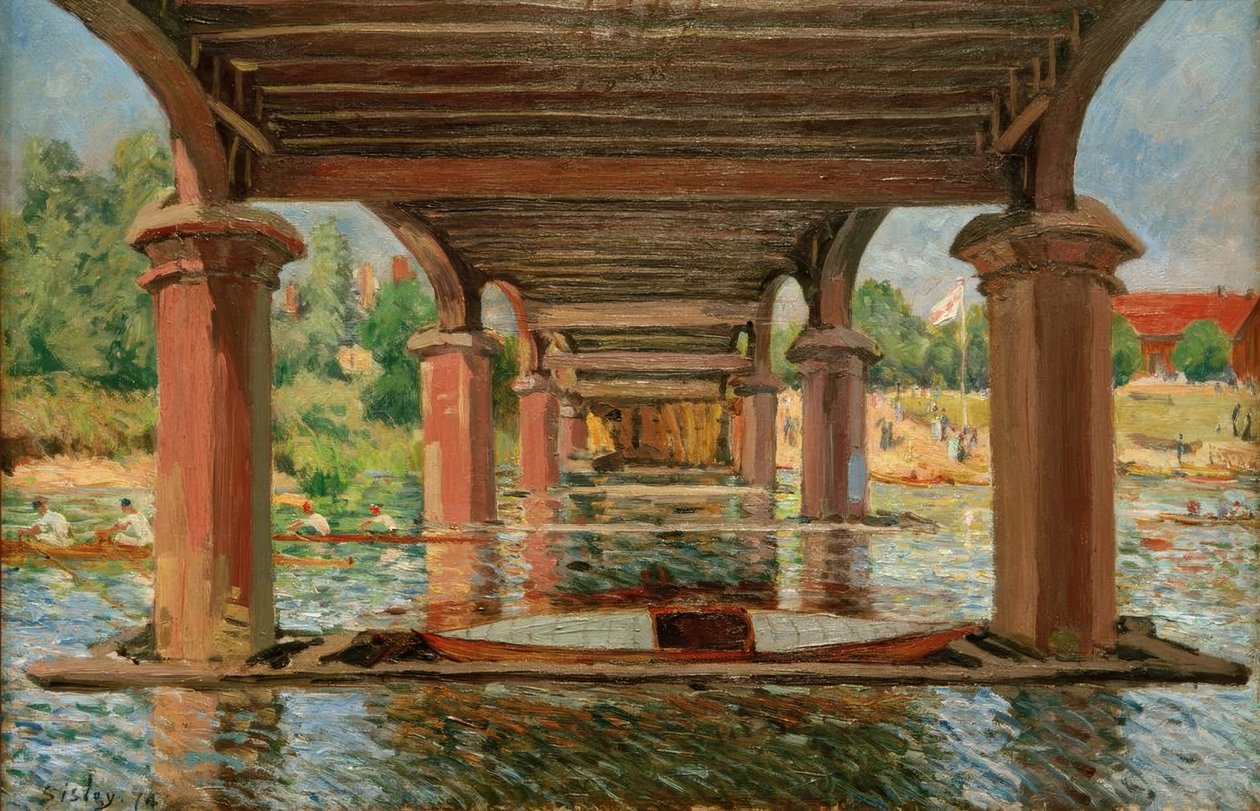Onder de brug van Hampton Court door Alfred Sisley