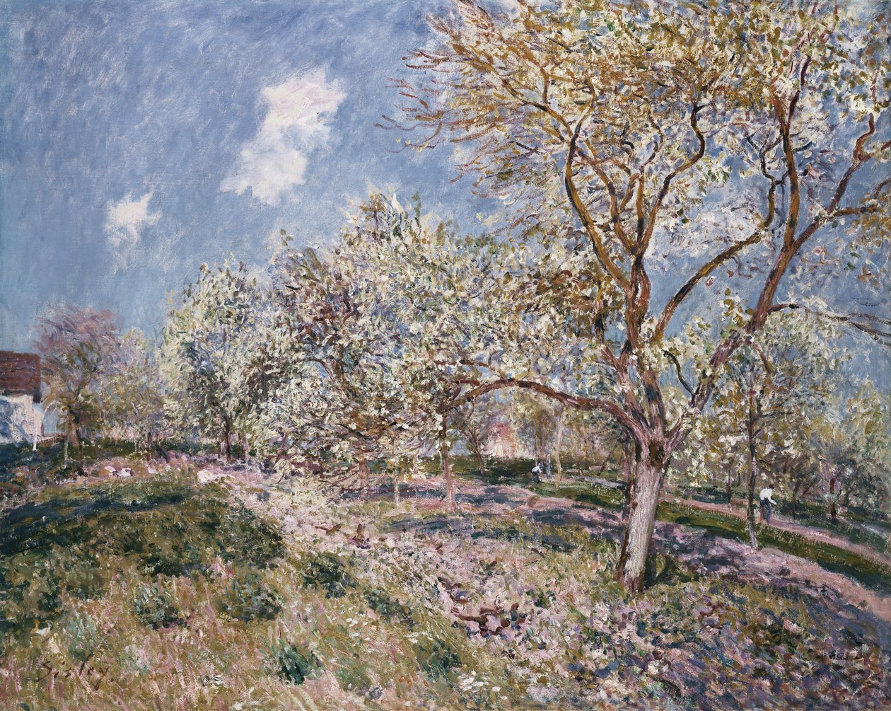 Lente in Veneux door Alfred Sisley