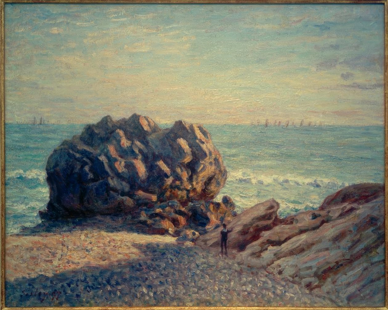 Storrs Rock, Ladys Cove, de avond door Alfred Sisley