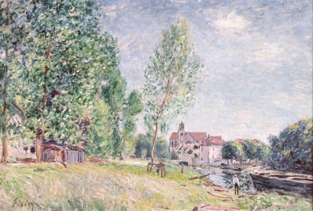 De Bouwplaats in Matrat, Moret-sur-Loing door Alfred Sisley