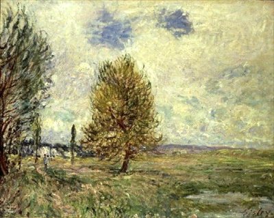 De vlakte bij Veneux-Nadon door Alfred Sisley